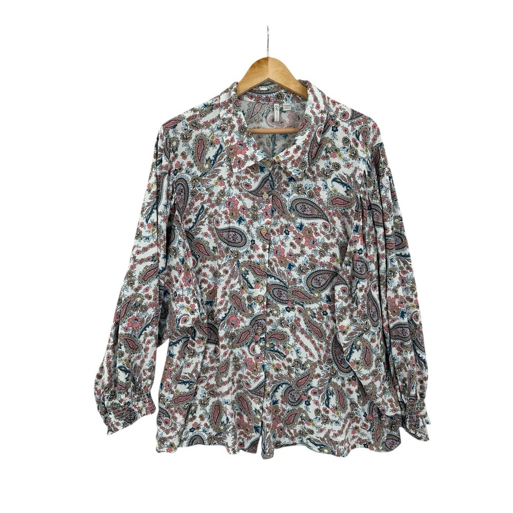 Cato Button Up Blouse Shirt Womens Size 26/28 Corpcore Career Casual Cottagecore